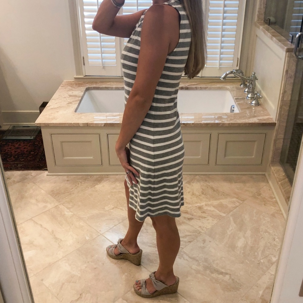 White & Warren grey and white striped dress - Picture 2 of 5